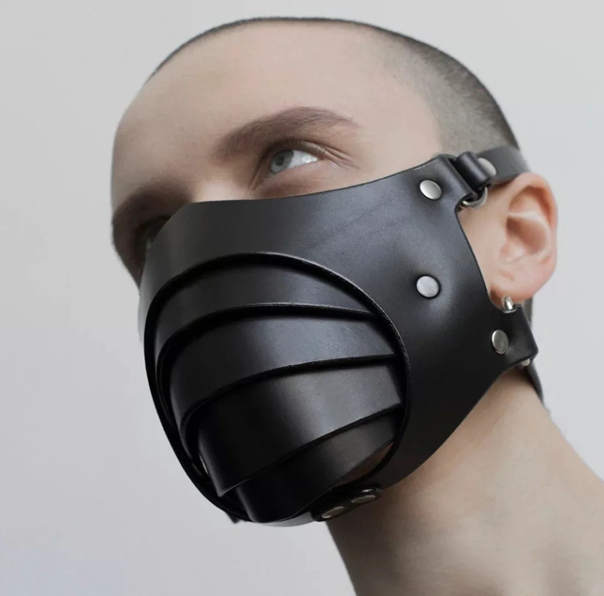 PU Leather Mask For Men Gay Steam Punk Style Fetish Mask Handmade Black Adult Game Carnival Party Harajuku Cage Accessories