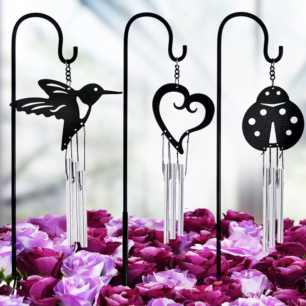 

Creative Metal Wind Chime Hummingbird Shape Hanging Ground Plug Ornament Multi-Tube Music Bell Decoration Gift Black