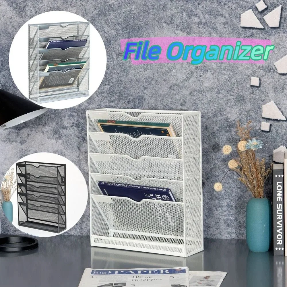 

Wall Mounted Mail Paper Document Holder 6 Layer Multi-Layer Storage Magazine Rack Mesh Durable File Organizer Home Organization