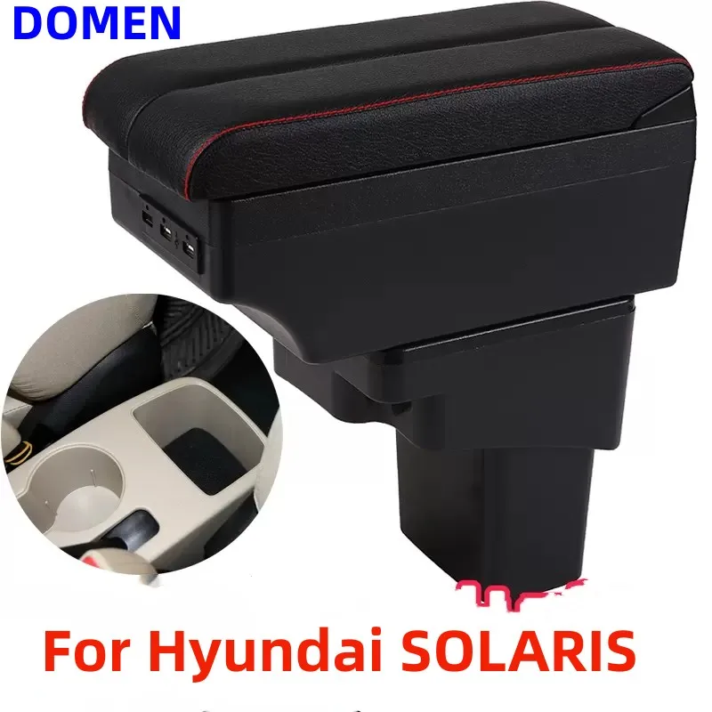 

For Hyundai Accent RB Solaris Car Armrest Storage box Interior with USB 2011-2016