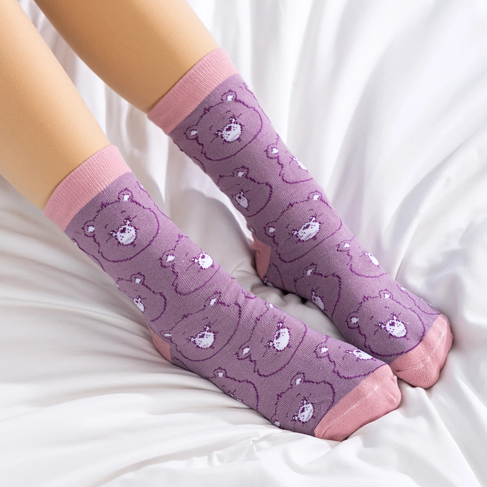 Damen-Socken-Set mit niedrigem Schaft, niedliches Bärenmuster, modisch, atmungsaktiv, für Damen, lässiger Stil, bequeme Socken