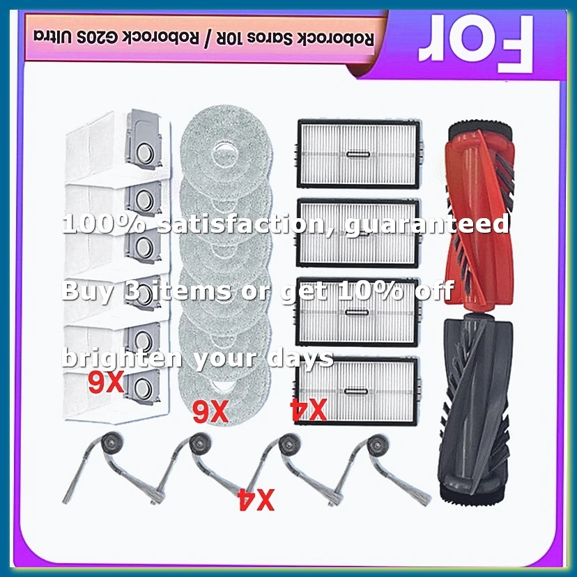 ●Replacement Spare Parts for Saros 10R / G20S Ultra Main Brush Side Brush Filter Mop Pads Dust Bags Vacuum Parts