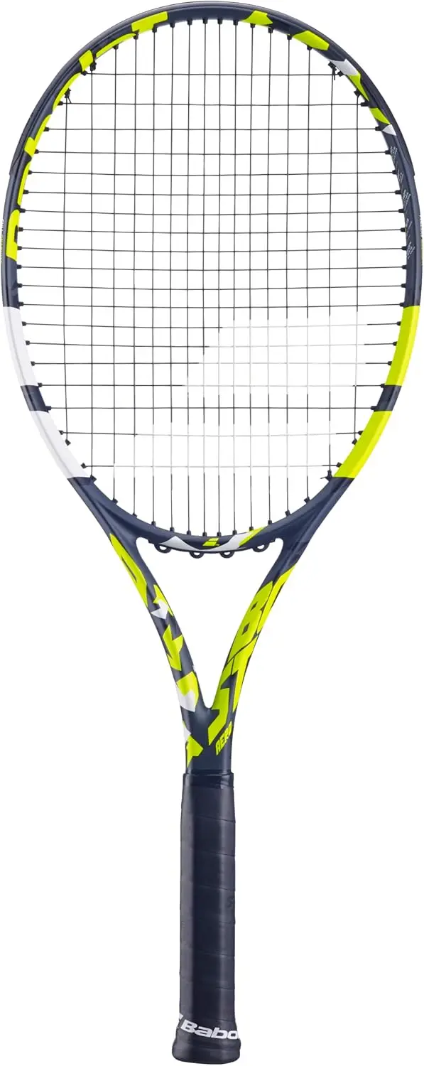 Теннисная ракетка Boost Aero (желтая) с белым Babolat Syn Gut на среднем напряжении