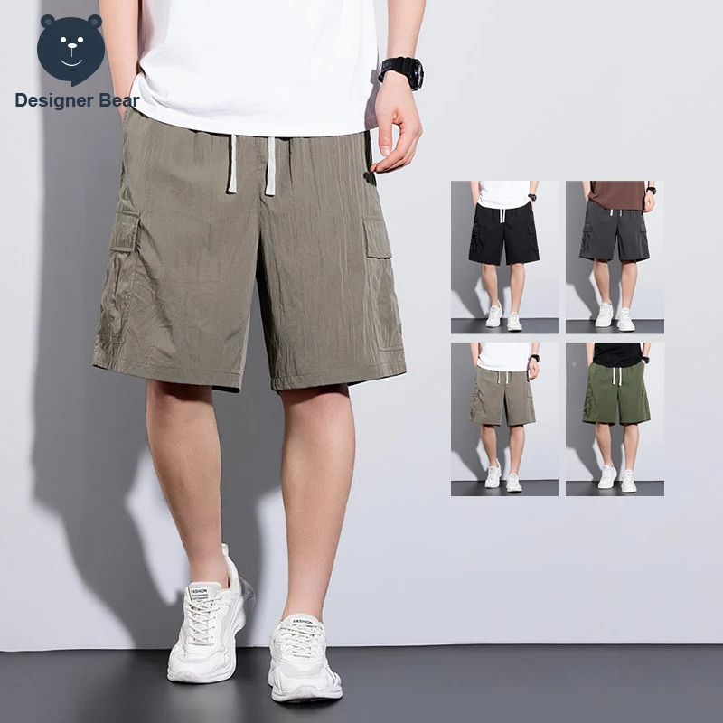 Summer Thin Men's Casual Cargo Shorts Multi-Pocket Baggy Quick-Dry Short Elastic Waist Outdoor Hiking Beach Camo Work Bermuda