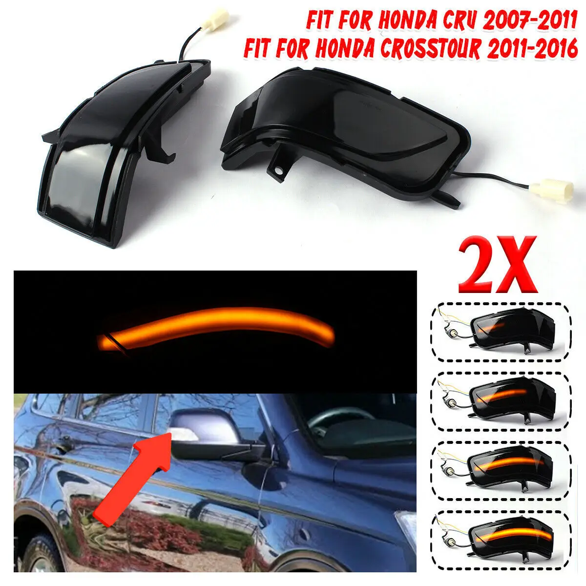

For Honda CRV 07-11 RE1 2 Crosstour LED Side Mirror Turn Signal Indicator Light