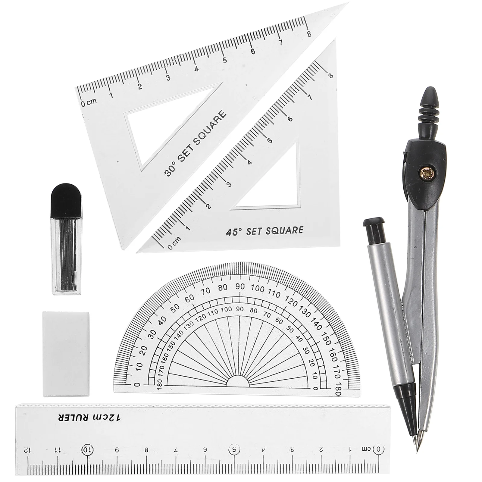 Kompasse Set Geometrie Zeichen werkzeug mit Winkelmesser Teiler Lineal Bleistift Blei Radiergummi Geometrie Set Lineal Set