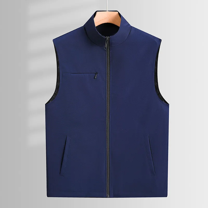 

Spring Autumn Middle-aged & Elderly New Outdoor Sports Leisure Vest With Multi-pocket Shoulder Collar Trendy Design