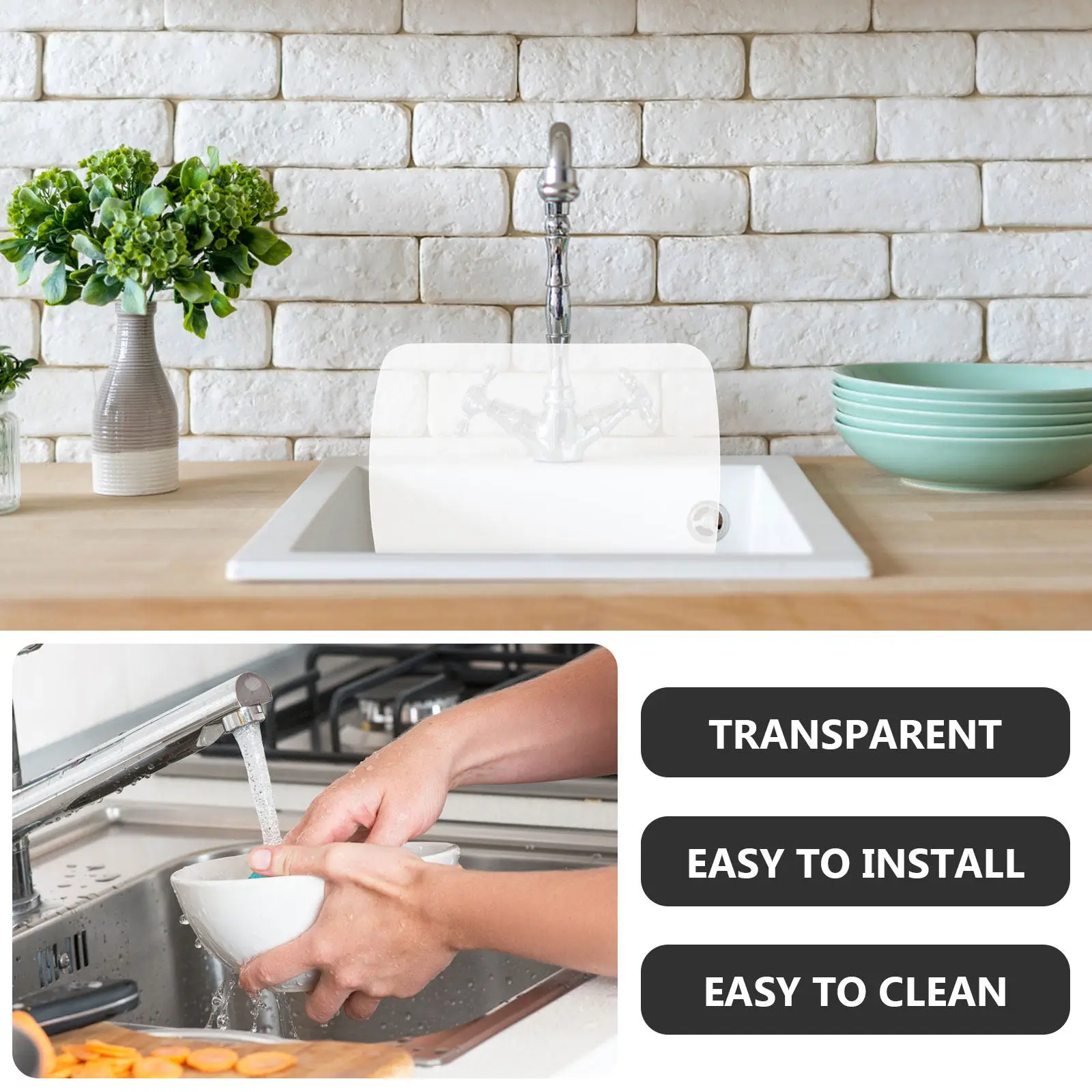 6Pcs Kitchen Sink Splash Protector Plastic Splash Guard for Sink Resistant Suction Cup Installation Space Saving view 4