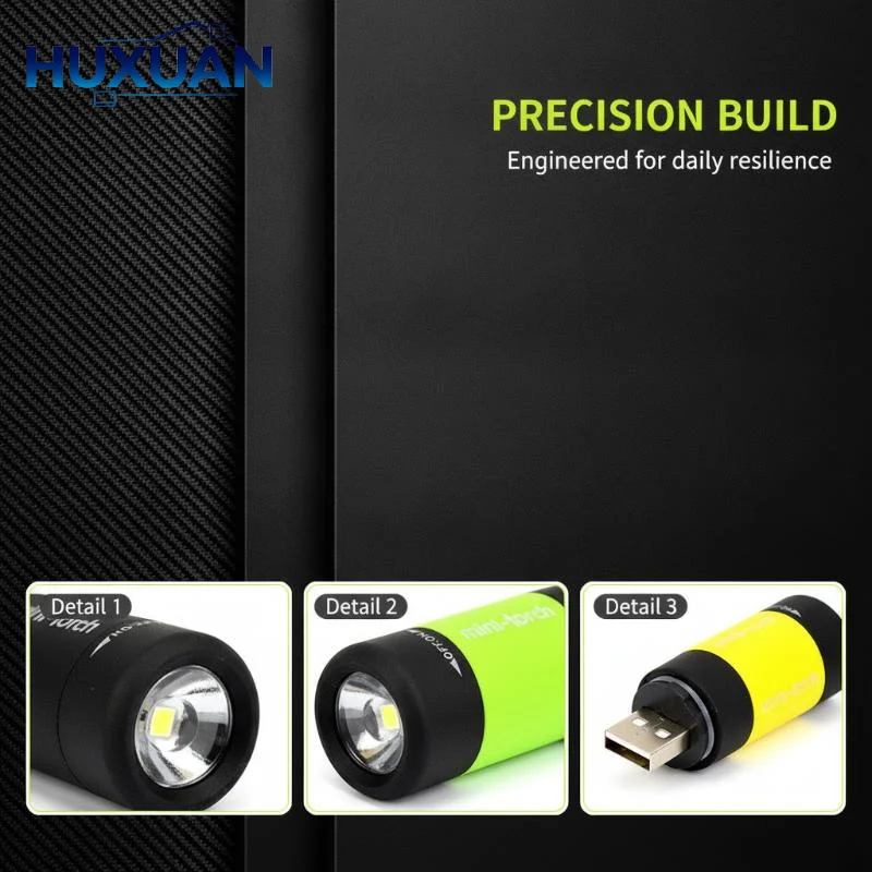 Pocket Keychain Flashlight Waterproof Outdoor Hiking Camping Mini FlashlightUSB Rechargeable LED Multifunctional Strong Light