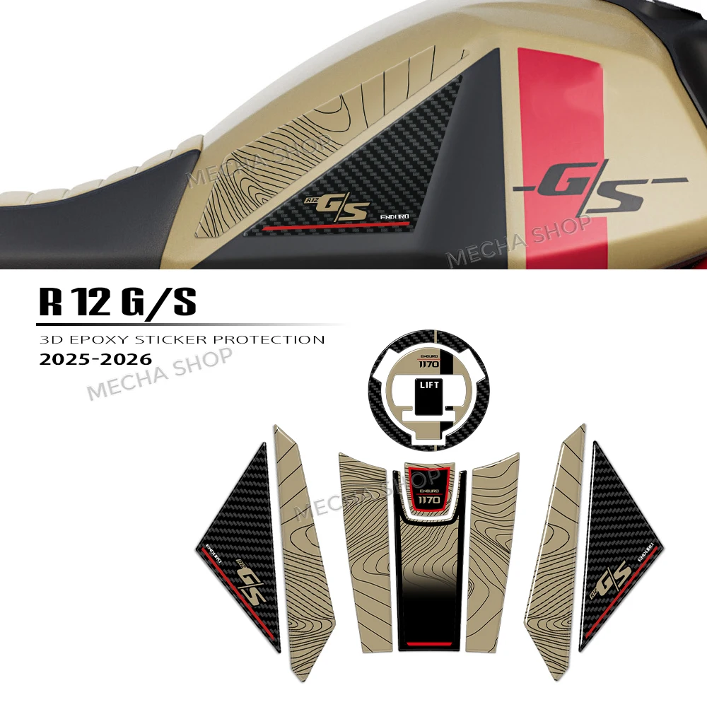 3D Motorcycle Fuel Tank Sticker Tank Protection Decals For R12GS R 12G/S 2025 2026