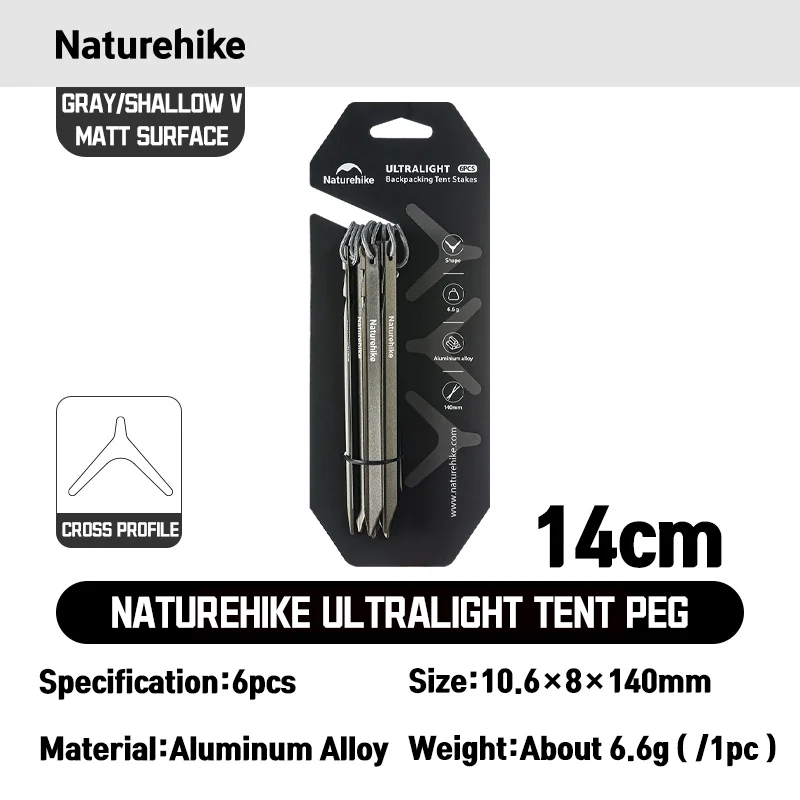 Naturehike Zeltnägel aus Aluminiumlegierung, ultraleicht, stark, windbeständig, für Outdoor-Camping, verschiedene Formen, Wandern