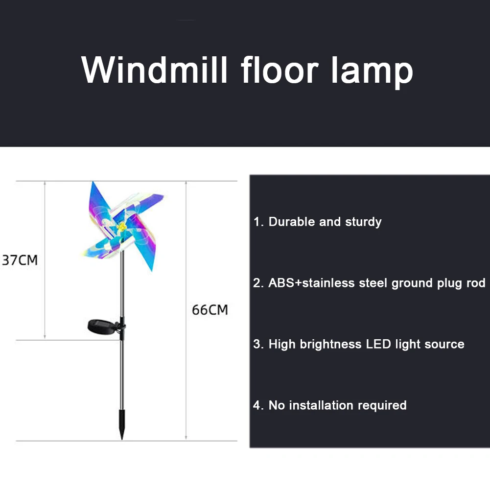 66Cm Zonne-Energie Windmolenverlichting Met 2v120ma Zonnepaneel Ip65 Waterdichte Energiebesparing Auto Aan/Uit Buiten Binnenplaats Gazon Lamp