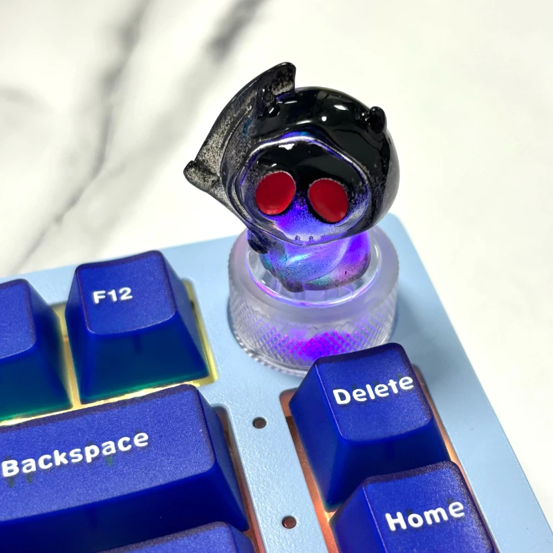 

Hi75/K81 Resin Custom Keyboard Knob Black Transparent Grumpy Ghost Anime Knob for Mechanical Keyboard Personal Gaming Accessory