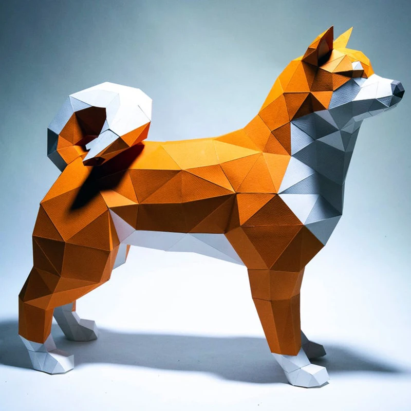 

48cm Japanese Shiba Inu Paper Model Home Decor Room Ornaments Desk Decoration Papercraft 3D DIY Puzzles Hand Made Creative Toys