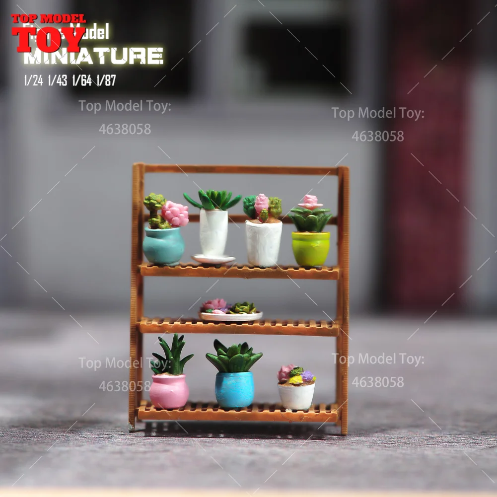 

Painted Miniatures 1/24 1/64 1/43 1/87 Potted Plants Flower Rack Succulent Scene Model Suitable For Car Miniature Diorama Figure