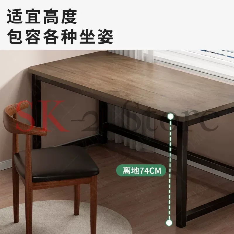 80/100/120/140/160cm Office Desk 15mm Wood Desktop Computer Table with Steel Frame Study Writing Desk for Home Office Workspace