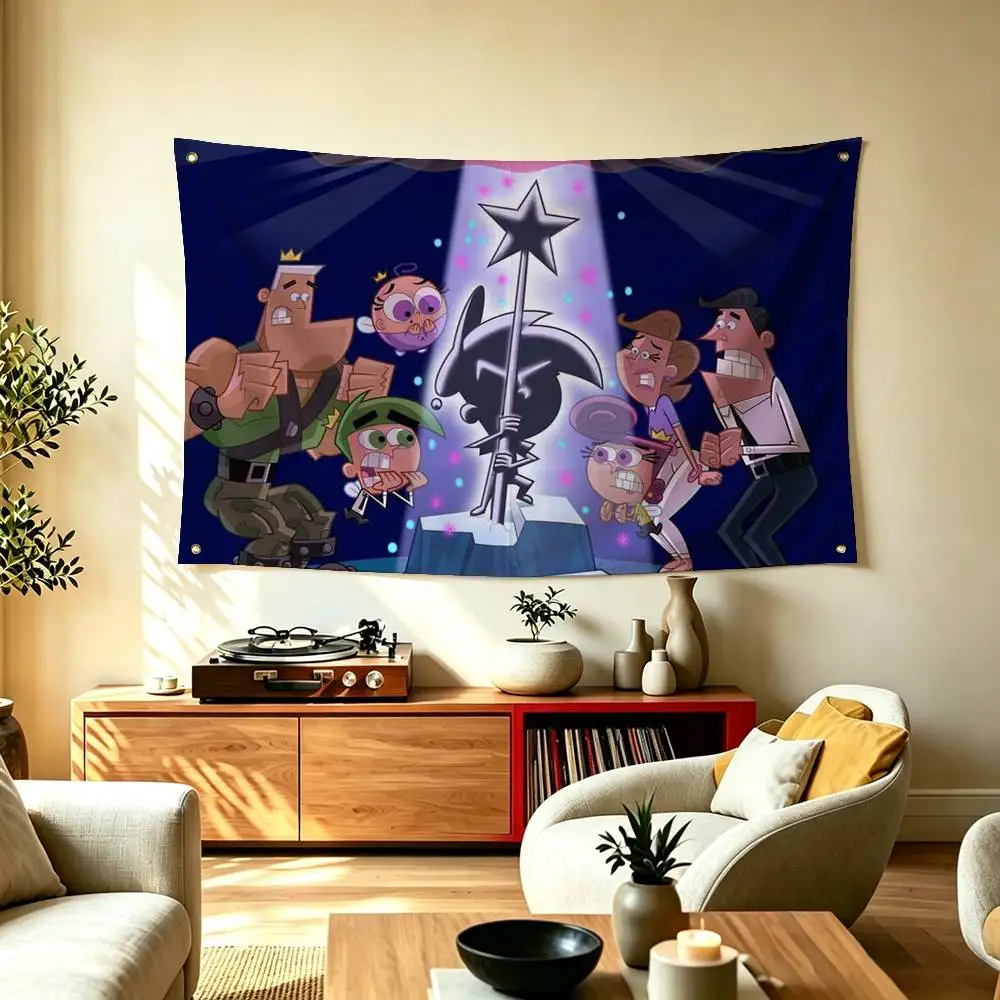 Famous Cartoon The Fairly Odd-Parents  Flags for Bedrooms Home Decor Items Outdoor Decors Garage Decoration Flaga