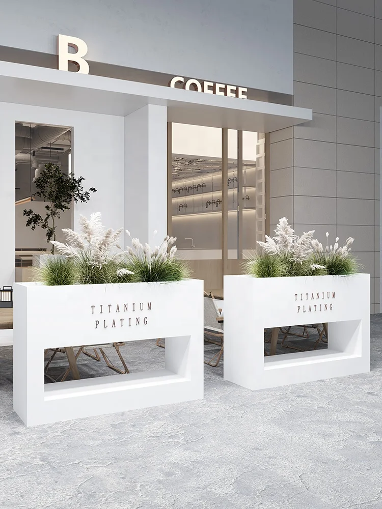 &Outdoor Iron Flower Box Commercial Street Flower Rack Partition Fence Groove Outdoor Furniture