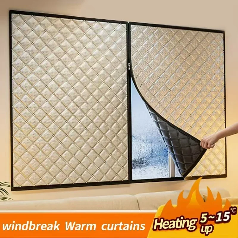 Windproof curtains, winter warm curtains, sealed windows, zipper style, no need for punching, can be customized in any size