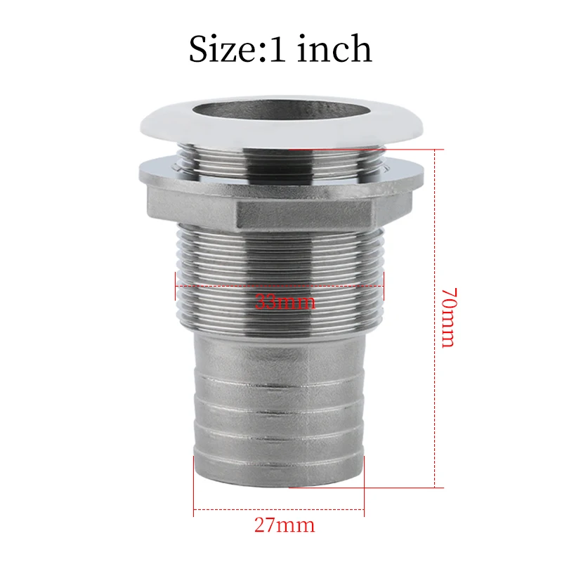 AndyMarine 316 Stainless Steel Thru Hull Fitting Outlet Drain Hose Pipe Boat Accessories Drain Plug Kit