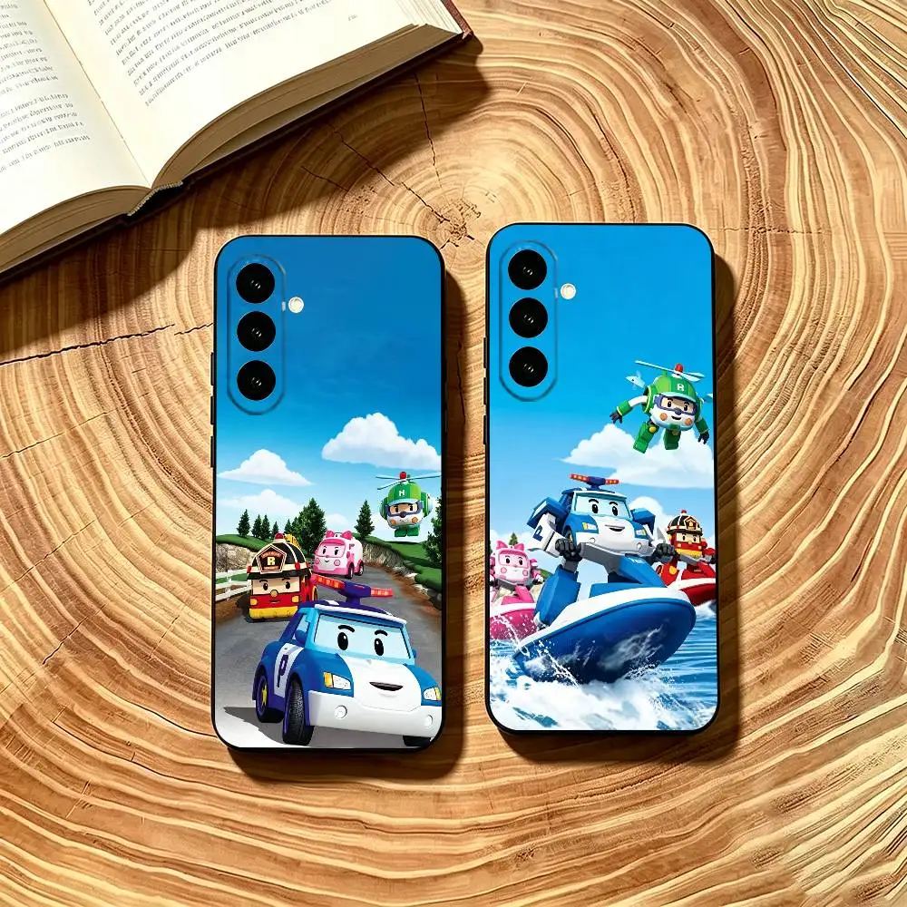 Funda de teléfono con dibujos animados de Robocar Poli para Samsung Galaxy A73, A72, A71, A70, A53, A52, A51, otras fundas negras suaves