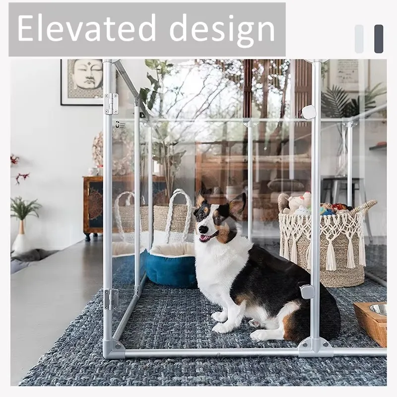 dog fence Transparent Acrylic Dog Playpen Steel Indoor Puppy Pen Clear Dog Play Pen with Pets Fence for Cats  клетка для собак