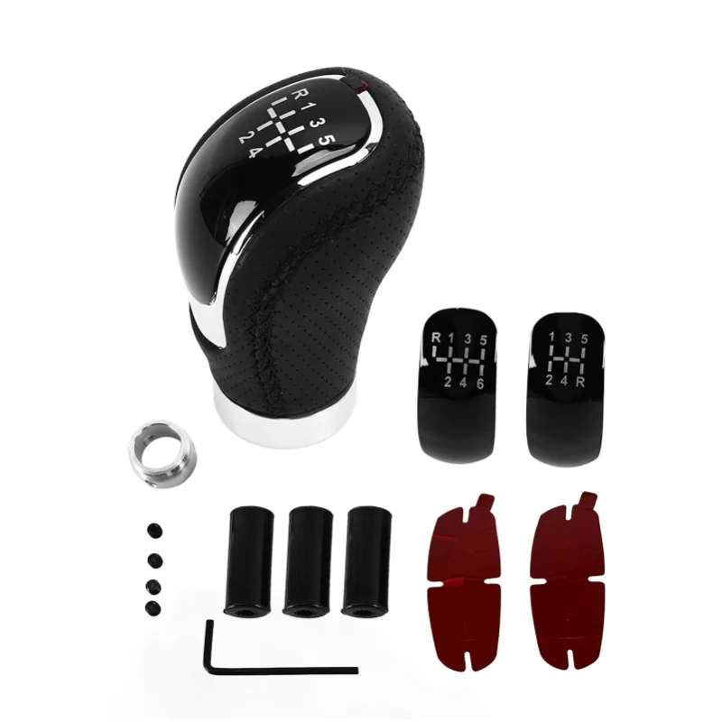 

Manual Gear Shift Knob With 3 Removable Sticking Covers ABS Artificial Leather Universal