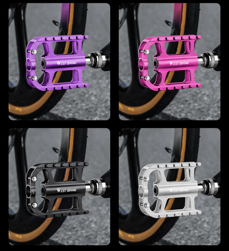 WEST BIKING Fahrradpedale mit Schnellspanner, Aluminiumlegierung, 3 abgedichtete Lager, rutschfest, 14 mm Cr-Mo-Achse, leichte MTB- und Rennradpedale – Detail 17