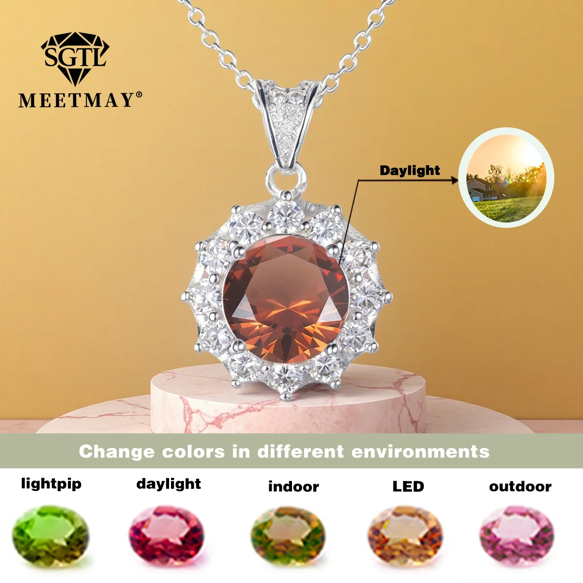 Zultanites color changing sultanite diaspore Necklace for women round different lighting changes different color luxury elegant