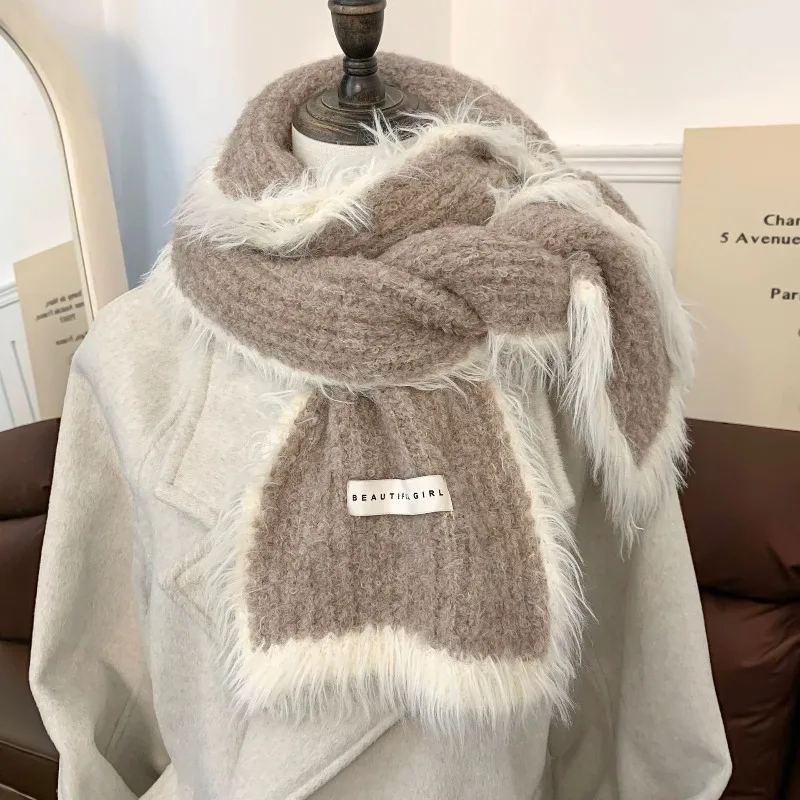 وشاح محبوك للنساء سميكة عادية ودافئة شال وشاح عصري ومتعدد الاستخدامات لفصلي الخريف والشتاء وشاح المرأة الفاخرة #6