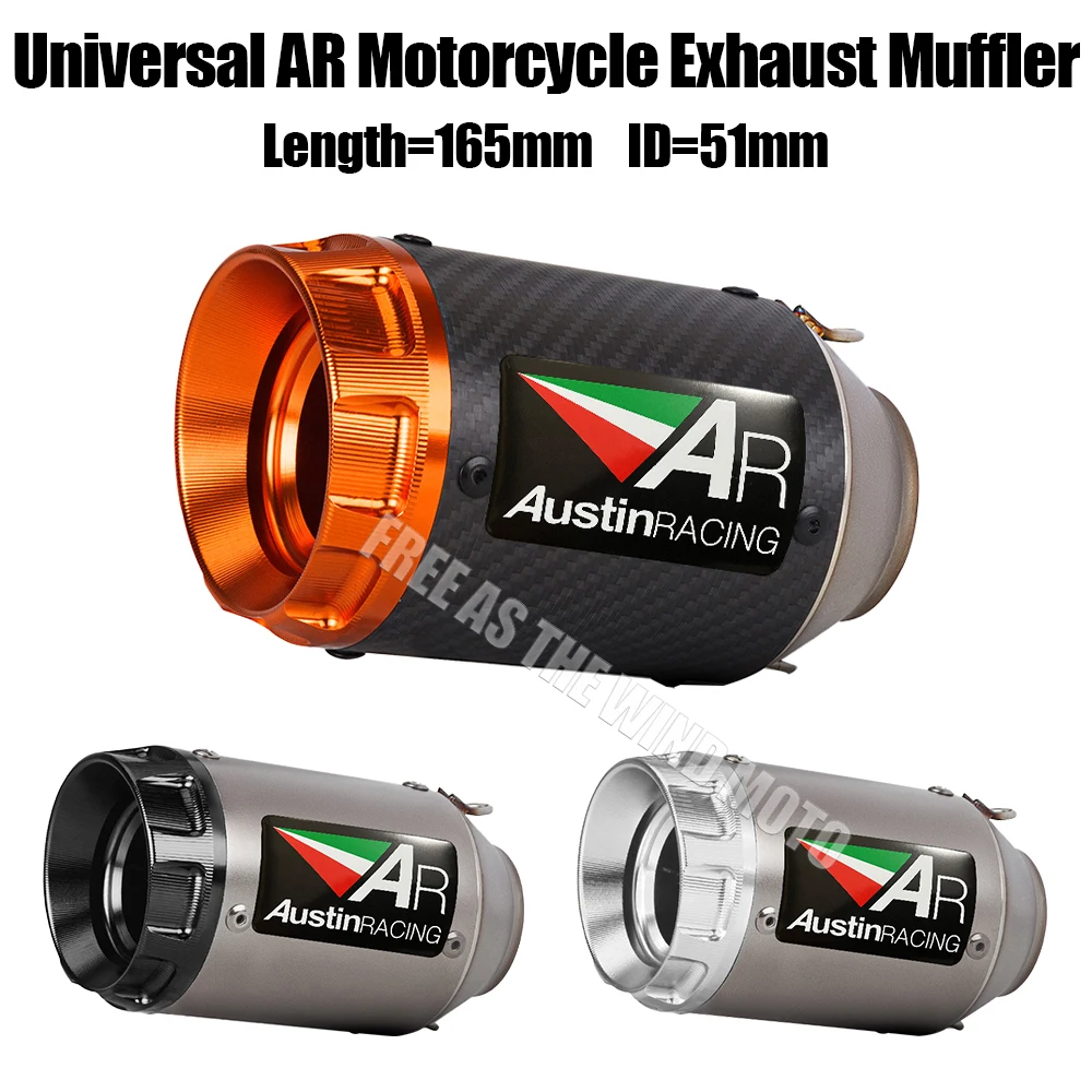 

51mm Universal AR Motorcycle Exhaust Muffler Escape For Kawasaki Honda Suzuki Yamaha KTM Bmw Etc Exhaust Modified Accessories