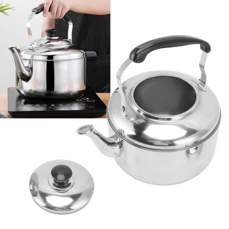 

D2 Tea Kettle 5L Large Capacity Anti Rust Stainless Steel Comfortable Grip Whistling Kettle For BBQ Gas Cooker Induction Cooker