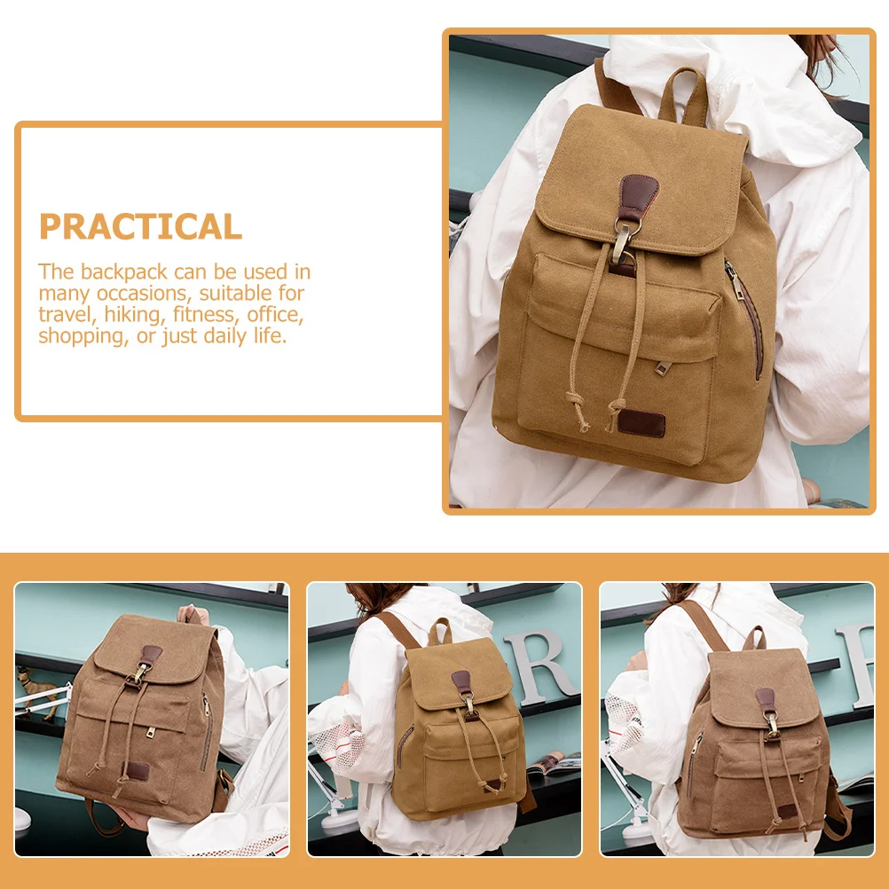 Lightweight Canvas Backpack Large Capacity Travel Shoulder Bag for Men Women Durable Portable Hiking Fitness Office Daily Use