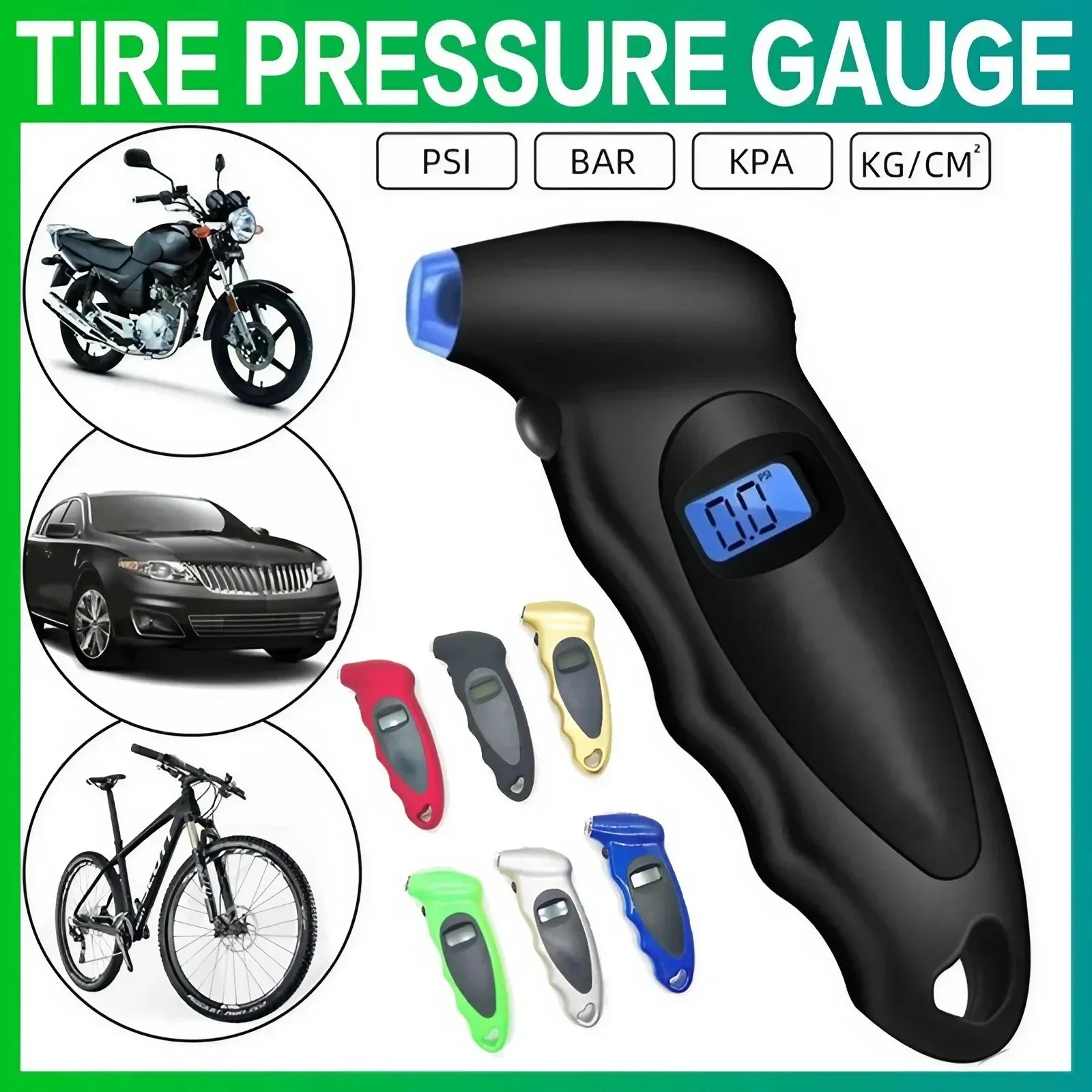 Digital Tire Pressure Gauge 150 PSI with Backlit LCD, Lighted Nozzle, Non-Slip Grip - Tire Pressure Monitor Tool.