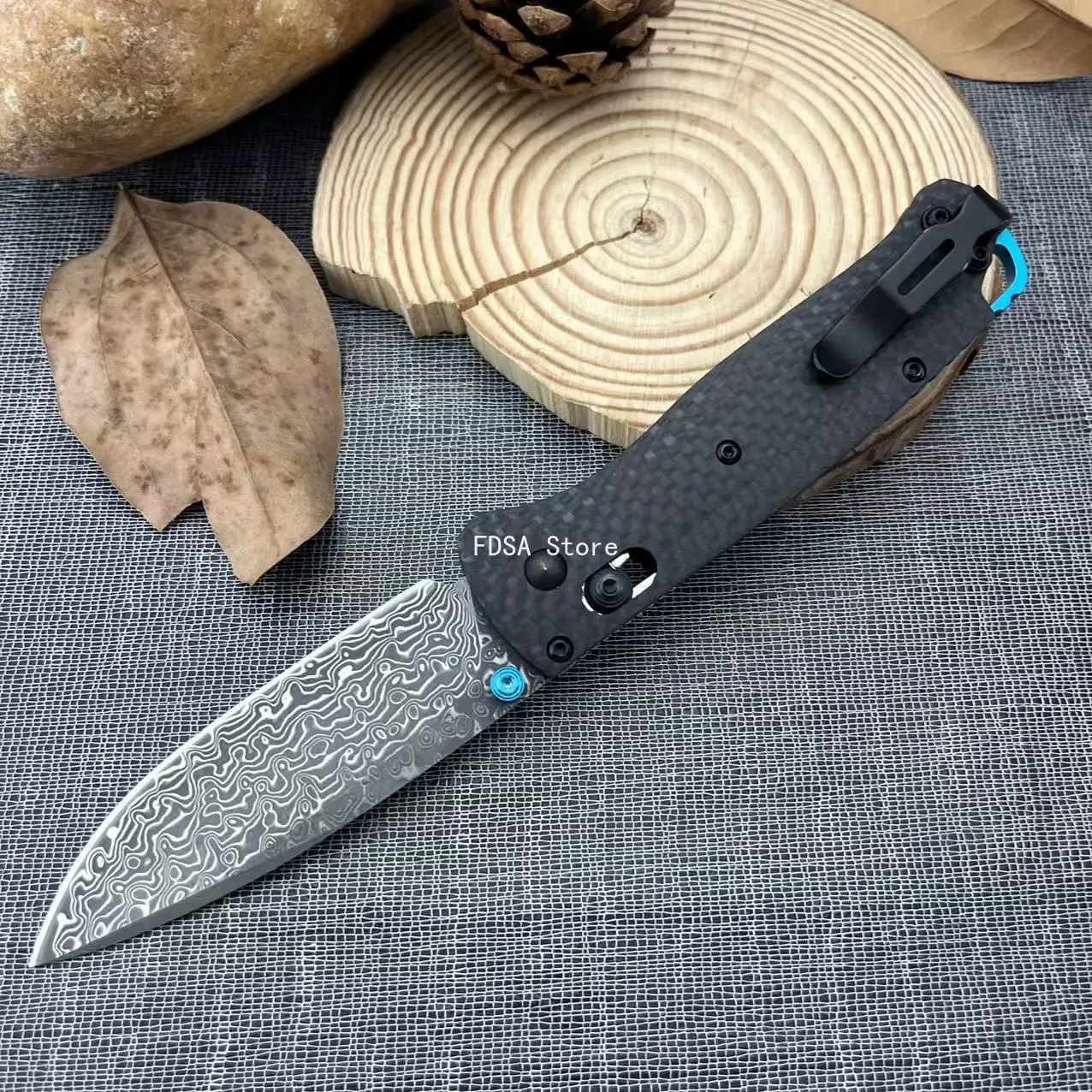 BM 535 Lightweight Hiking Fishing Utility Folding Knife Durable Outdoor Camping Essential Carbon Fiber Handle Wilderness Activities Gear Jungle Rock Climbing Backpacking Practical Knives