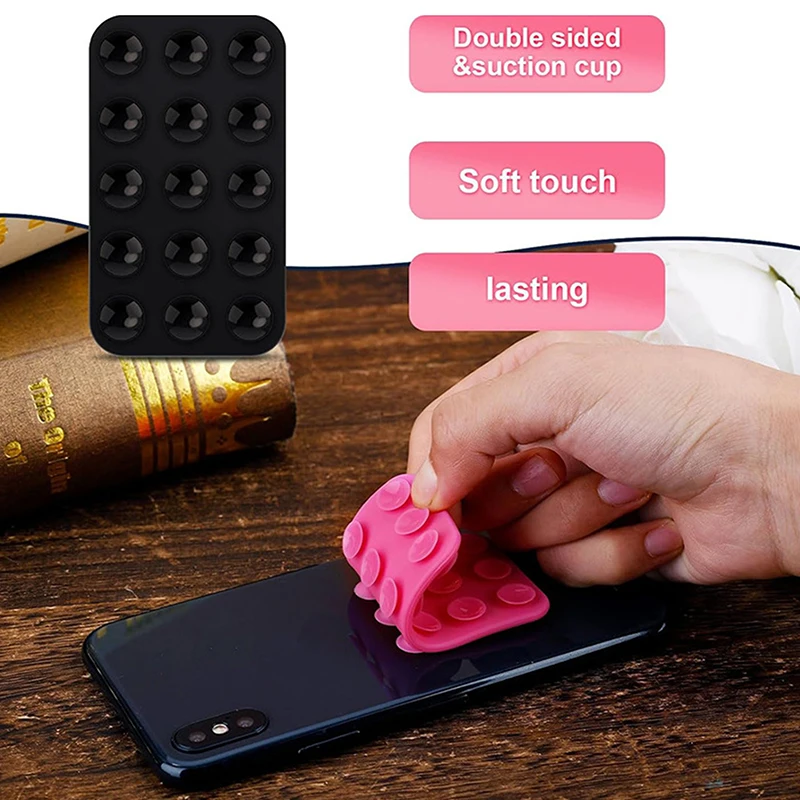 

Suction Cup Wall Stand Mat Multifunctional Silicone Square Phone Single-Sided Case Anti-Slip Holder Mount Suction
