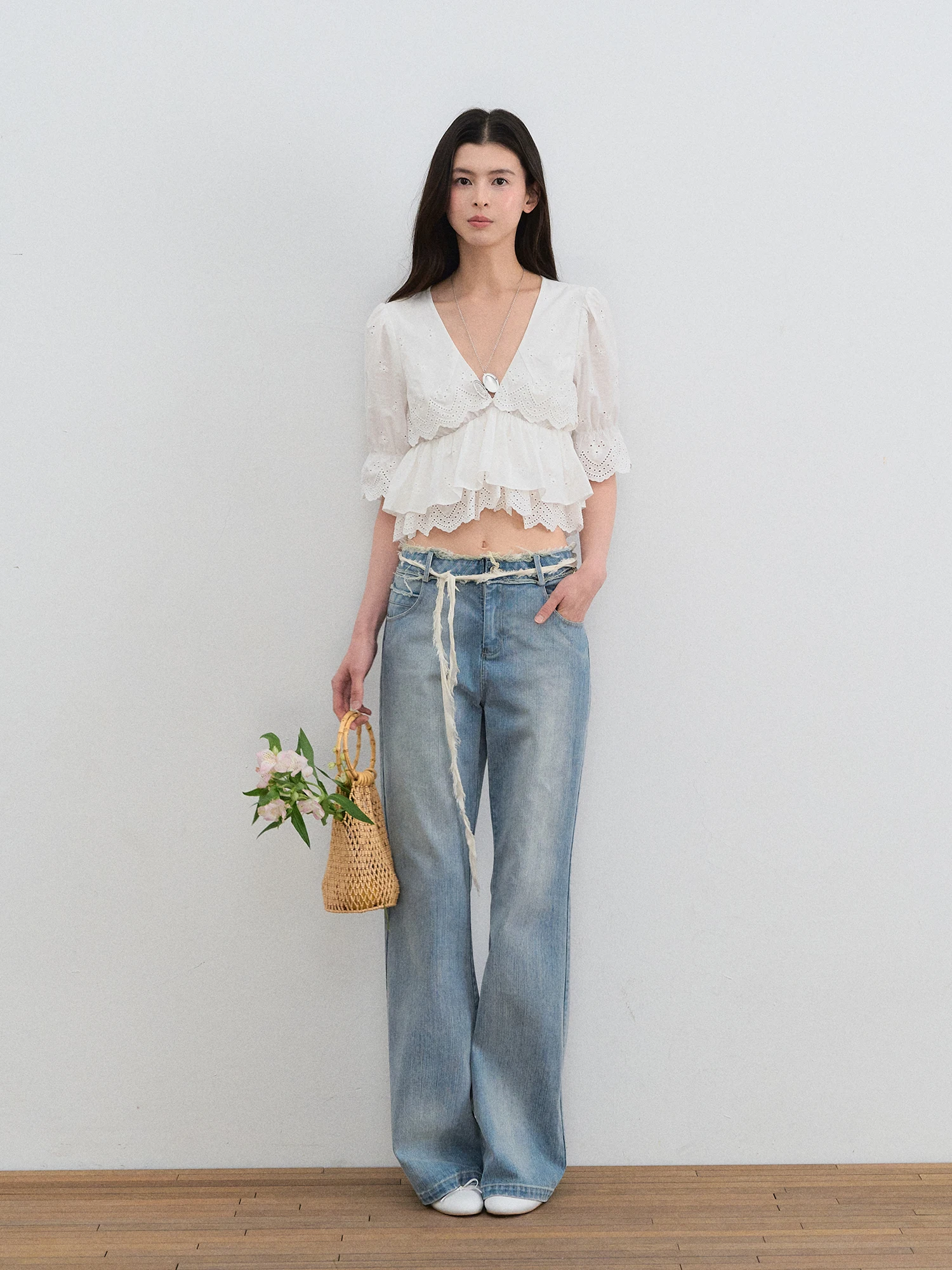 Celana Jeans Wanita Model Micro Flare Kasual Serbaguna, Longgar, Meniruskan, Gaya Retro Musim Panas, Pinggang Sedang, Celana Panjang