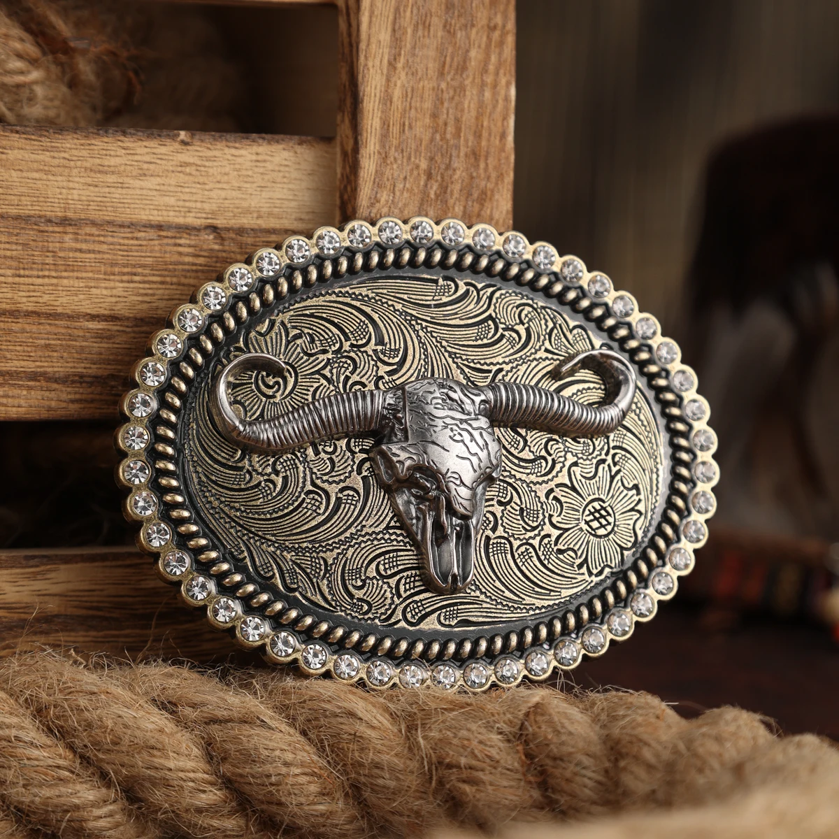 A Belt Buckle Head - A Western Cowboy-Style Belt Buckle Head - A Metal Buckle Head