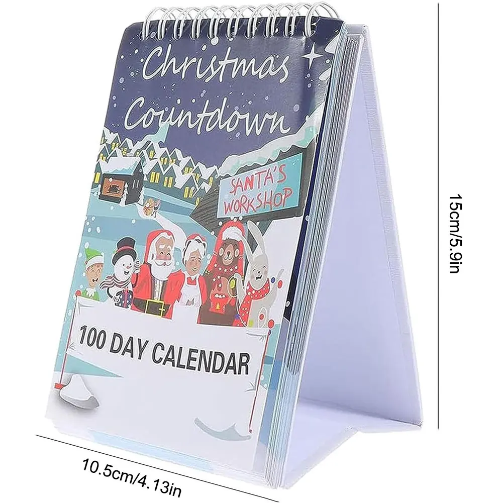 100 Day Christmas Countdown Calendar Festive Countdown Desk Calendar Christmas Advent Calendar Christmas Table Decorations