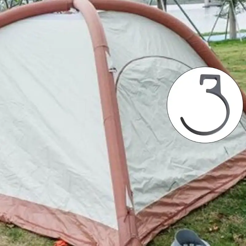 Gray Hook with Top Clip Slot and Curved Hook for Daily Camp Use Camping Tent Support Hook for Inflatable Shelters New