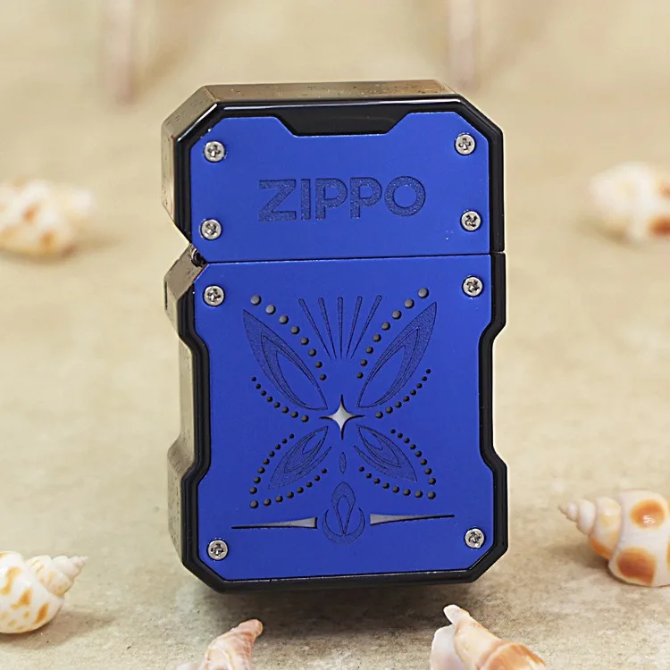 

Genuine Zippo oil Blue Butterfly lighter Heavy mecha copper windproof cigarette Kerosene lighters Gift anti-counterfeiting code