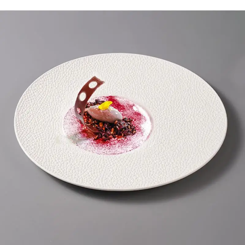 

Pure White Circular Ceramic Dinner Plate Restaurant Dessert Dish Sushi Molecular Cuisine Display Specialty Tableware
