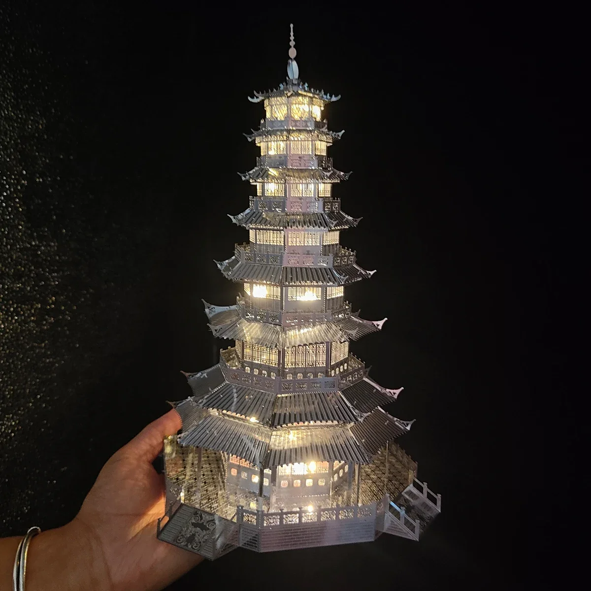 Glass Tower 3D Three-Dimensional Metal Building Puzzle DIY Handmade Puzzle Assembled Model Toy Small Ornaments