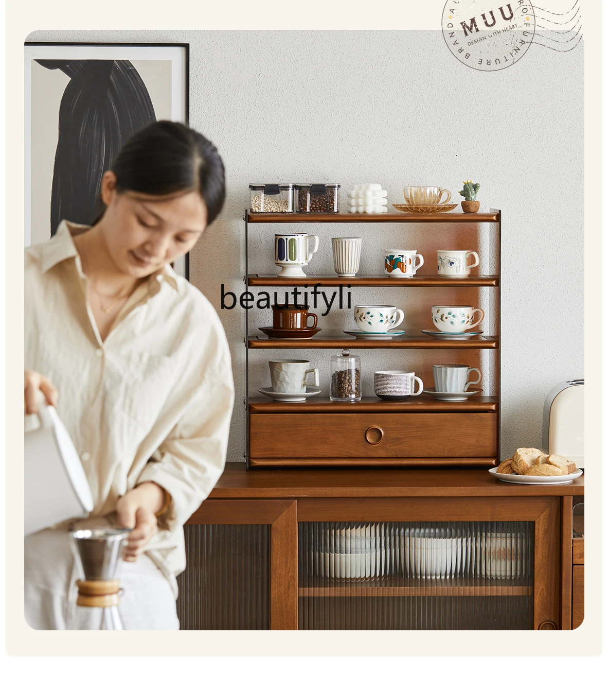 Hj Bekerhouder Nordic Retro Log Desktop Multifunctionele Display Rooster Frame