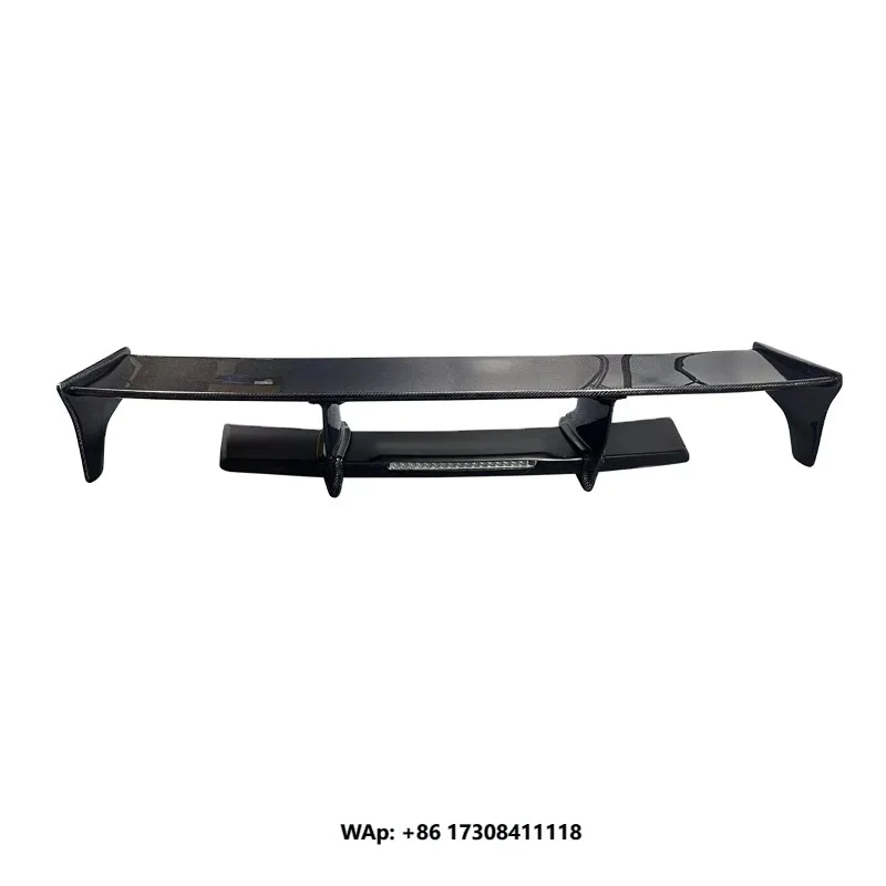 Fits   GTR R35 Wet Carbon Fiber Rear Spoiler High Wing Style Double Deck Roof Modification Car Exterior 1 Year Warranty