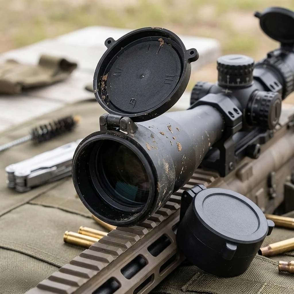 25-58mm Rifle Scope Lens Cover Flip Spring Up Quick Open Lens Protection Cover Dust Cap for Hunting Binoculars Scopes Sight