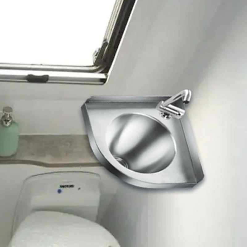 304 stainless steel triangle wash basin GR-596 RV off-road vehicle modification fixed tent stainless steel sink