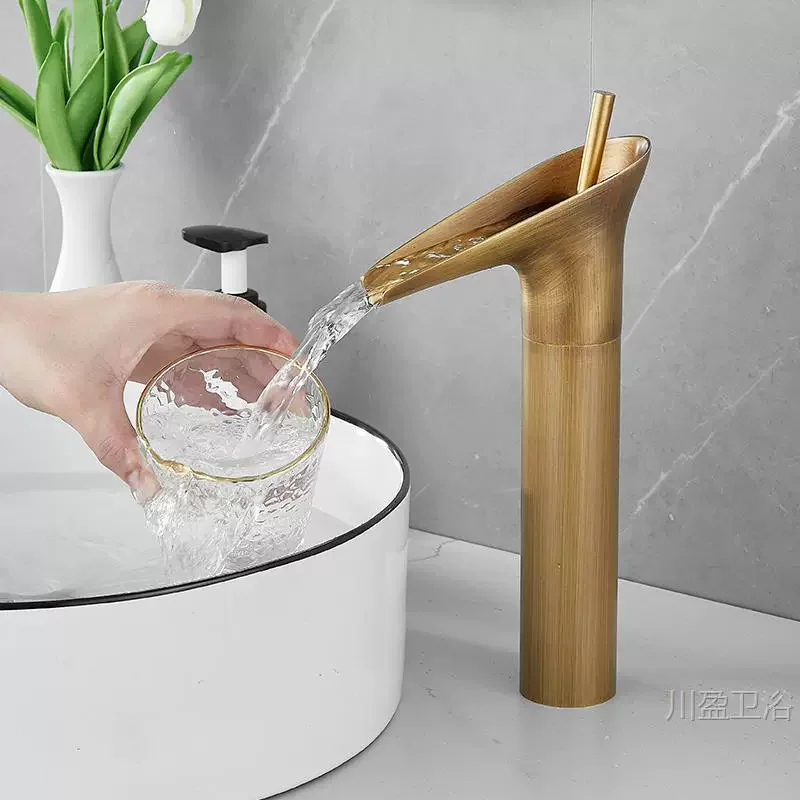 

Antique Bathroom Basin Faucet Brass Hold and Cold Sink Mixer Black Water Mixer Sinle Lever black Chrome Waterfall sink mixer