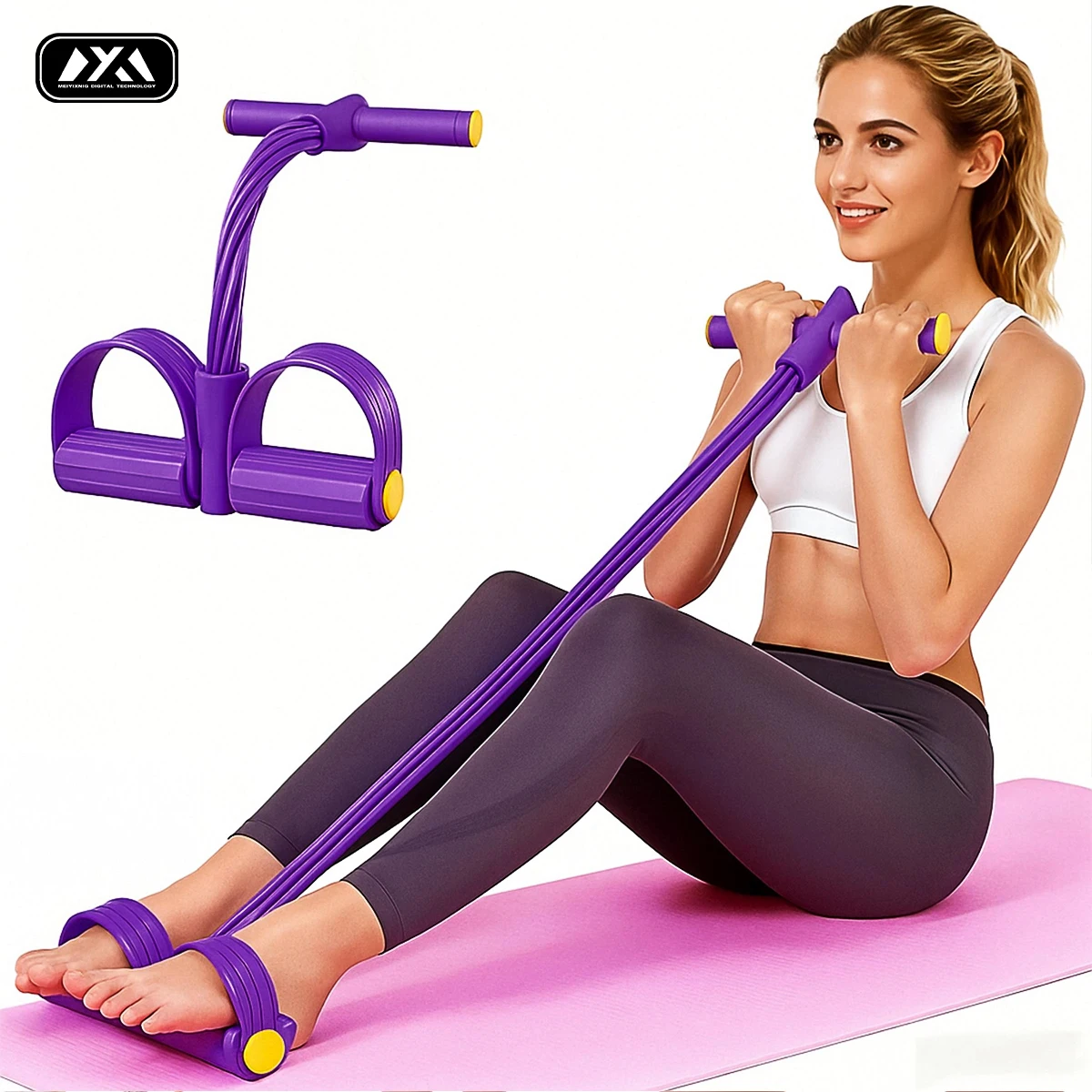 6-Tube Pedal Tensioner, Multifunctional Home Fitness Equipment, Yoga Abdominal Workout Elastic Band Resistance Rope