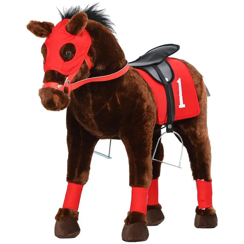 

Kids Ride On Horse w/ Neighing Sound, Saddle, Stirrups, for 3-8 Years
